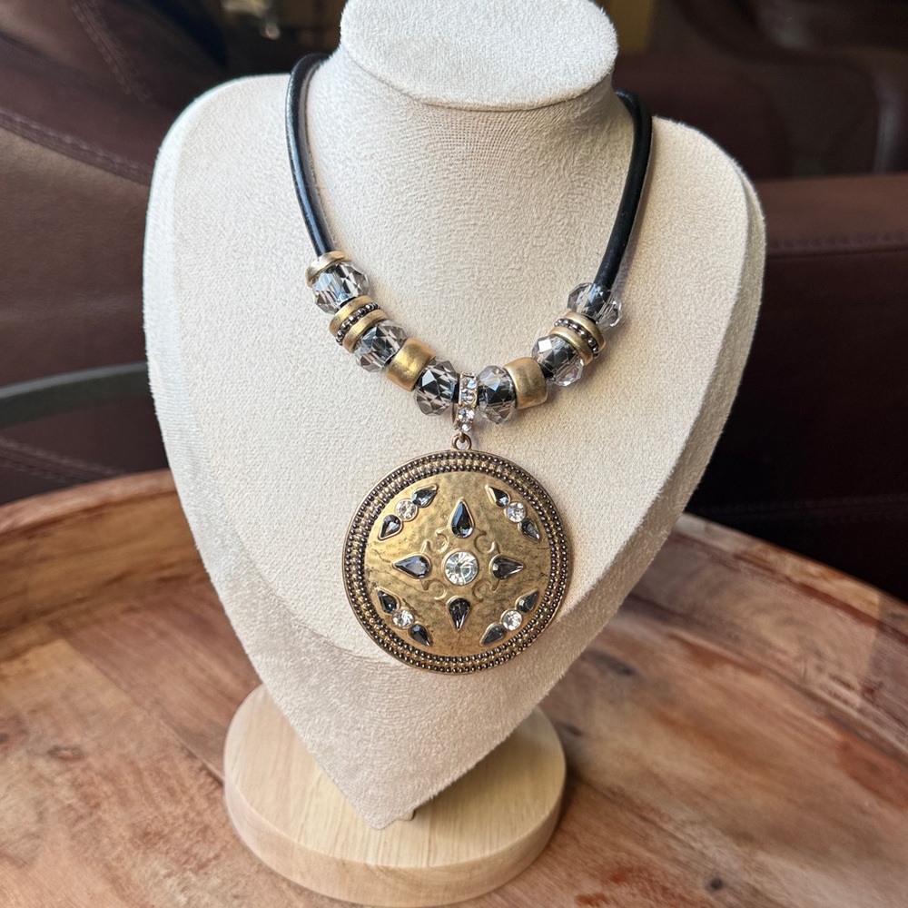 Gold and black statement necklace